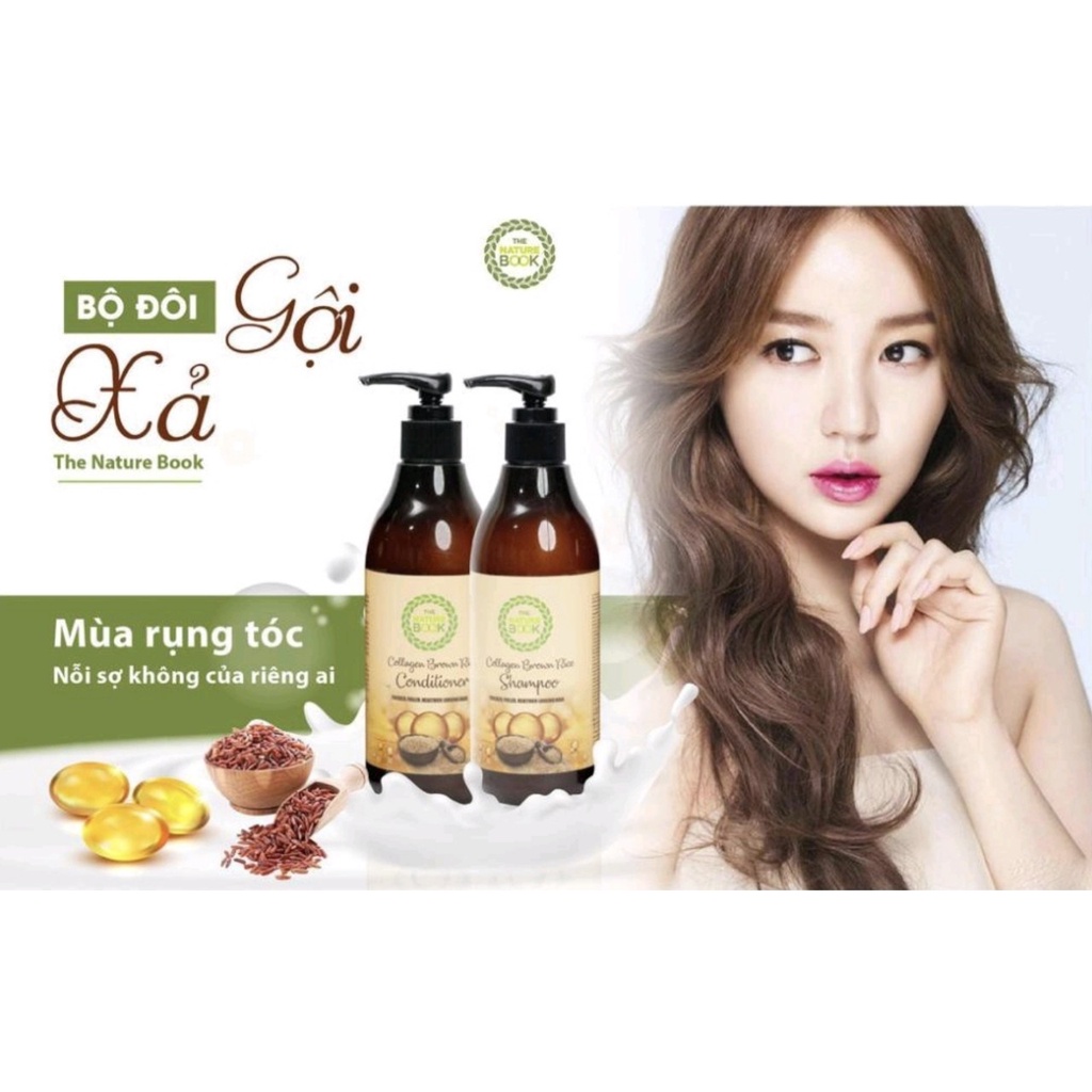 Dầu Xả Collagen Gạo Lứt The Nature Book 300ml - Collagen Brown Rice Conditioner 300ml.