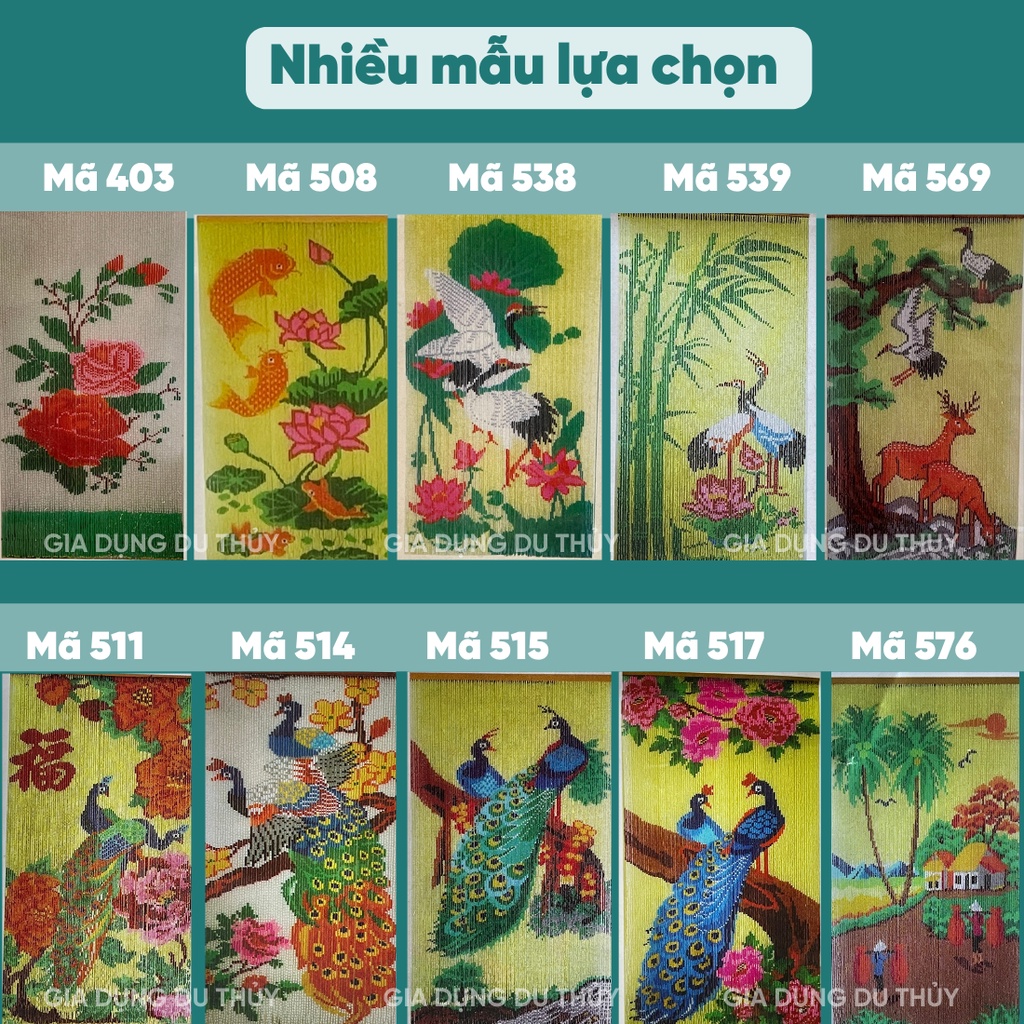 Màn hạt nhựa, hạt pha lê, rèm cửa hình con công, hình cá chép, hình hoa hồng hàng chính hãng Sanko của gia dụng Du Thủy