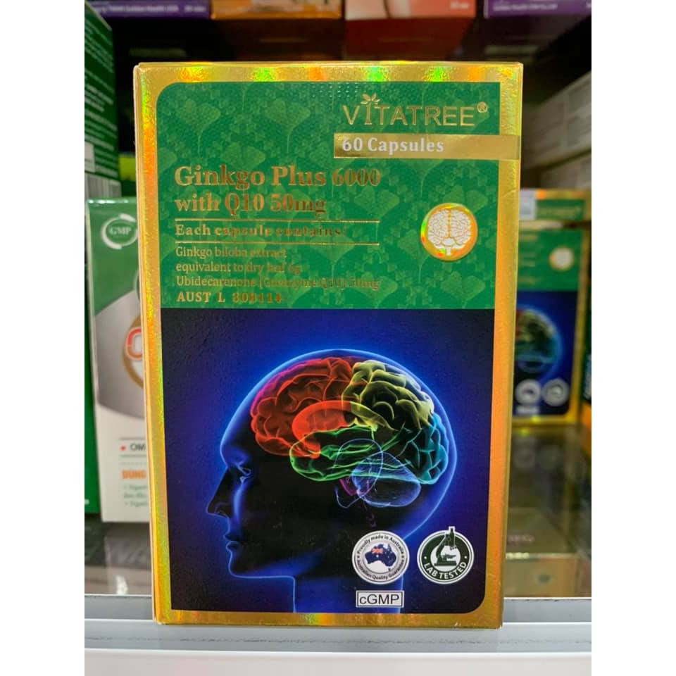 Viên uống bổ não Vitatree Ginkgo Plus 6000⚡Tặng quà⚡Nhập khẩu Úc giúp hoạt huyết dưỡng não