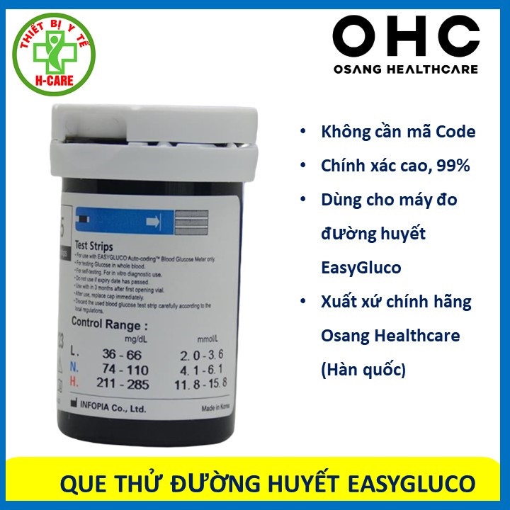 Que thử tiểu đường Easy Gluco, dành cho máy đo đường huyết Easy Gluco Hàn Quốc [Halong Stars]