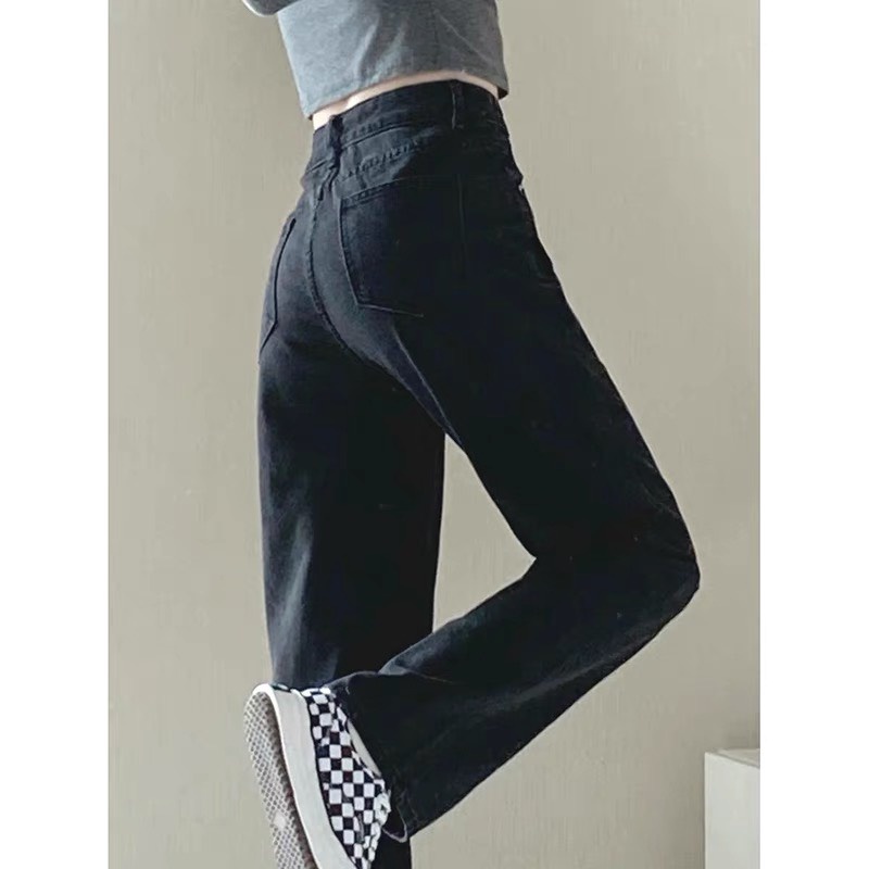 Quần jean đen trơn ông rộng, quần bò jeen nữ ông suông lưng cao Baggy suông cá tính