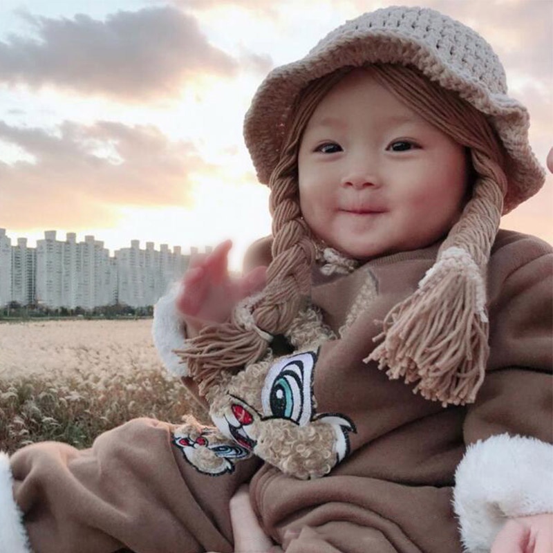 Nón Len Đính Tóc Giả Dễ Thương Cho Bé
