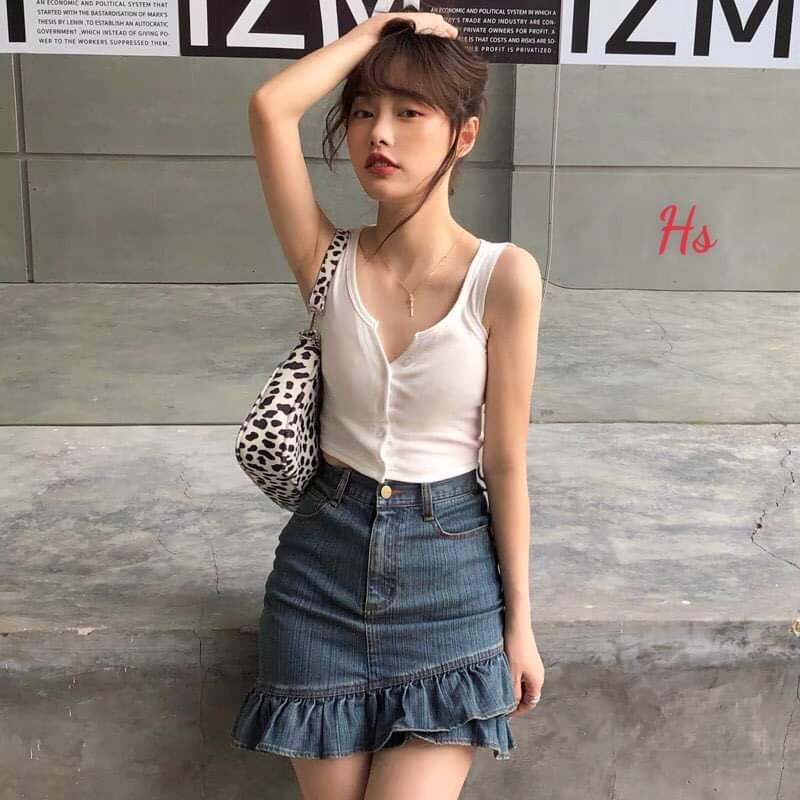 Áo croptop 3 lỗ 6 cúc HS6