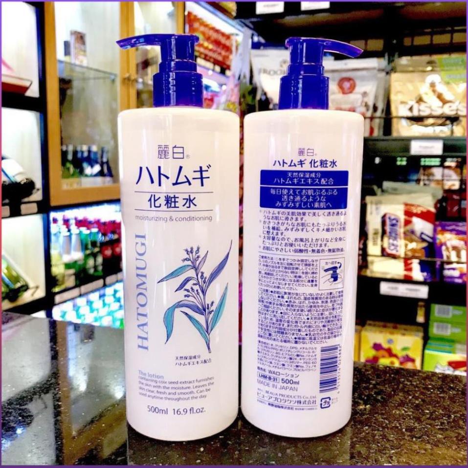 Nước hoa hồng Hatomugi Reihaku 500ml Toner cấp ẩm dưỡng trắng làm mềm da Hatomugi Authentic