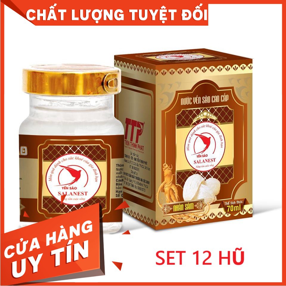 [Mã GROSALE2703 giảm 8% đơn 250K] Nước Yến Sào Salanest Chưng Nhân Sâm Cao Cấp 20% Yến Tươi - Set 12 Hũ