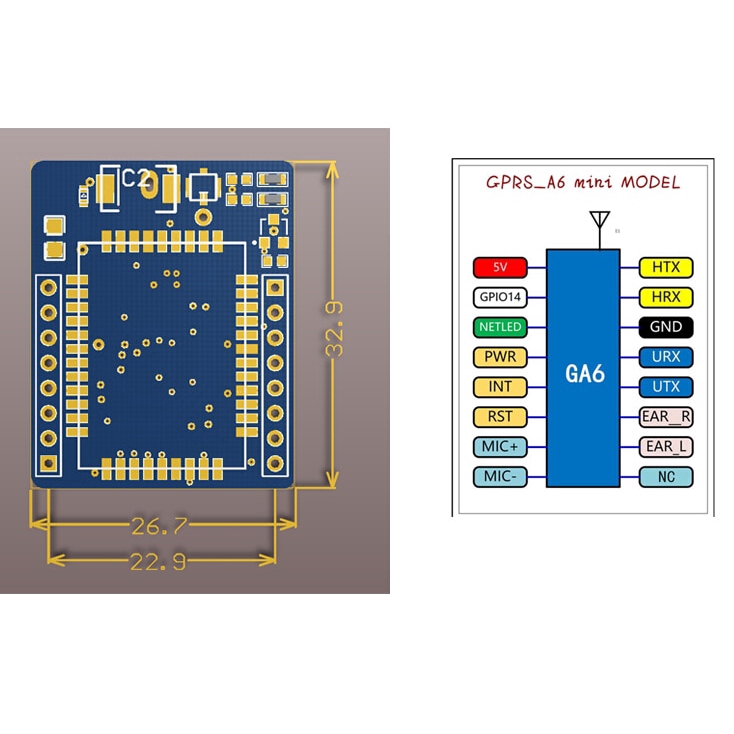Mô đun phát triển A6 Gprs Gsm Ga6-B có anten