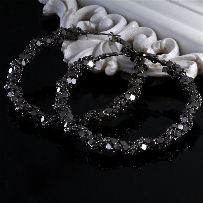 Fm Bông Tai Thời Trang Hình Tròn To Màu Đen Xu Hướng, Bông Tai Thời Trang Nữ