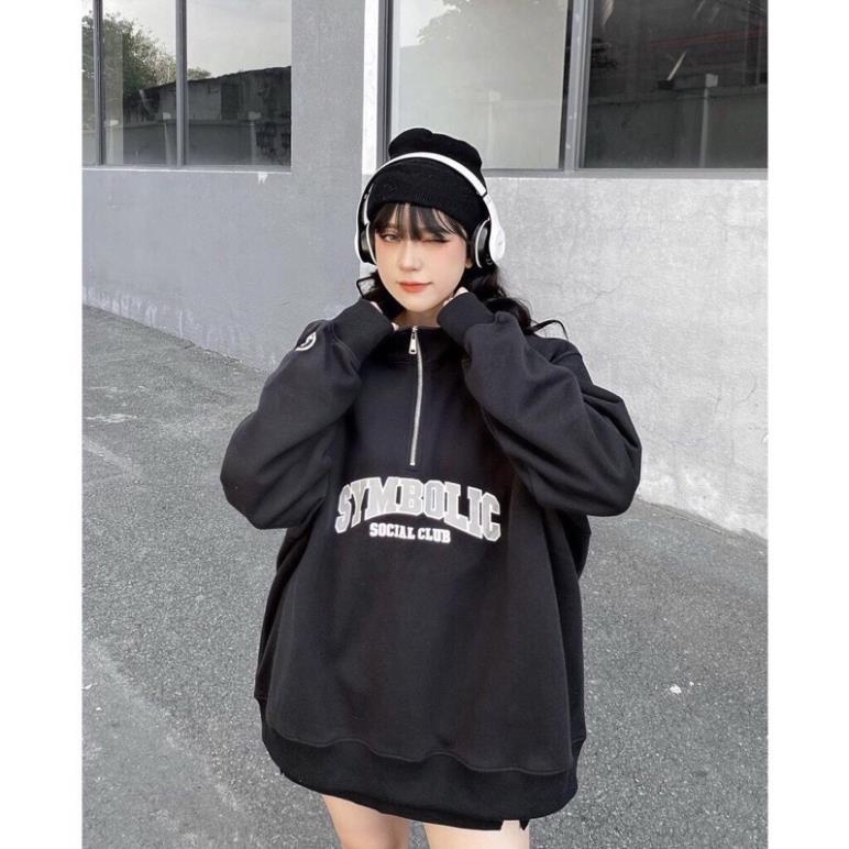 Áo Nỉ PoLo Khoá Cổ S.Y.M  Anhribistore Áo Sweater Cổ Trụ Tay Bồng Nam Nữ Unisex Form Rộng(Hàng Sẵn)