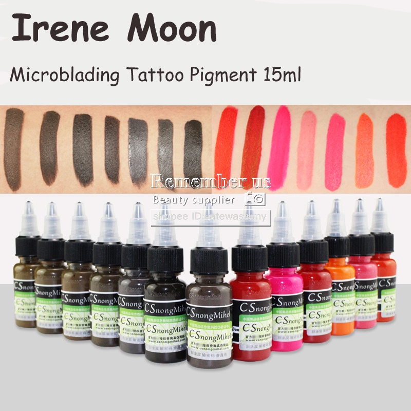 【Hàng giao ngay】Mực Xăm Lông Mày/Môi/Môi Đầu Nhỏ Màu Đen 15ml