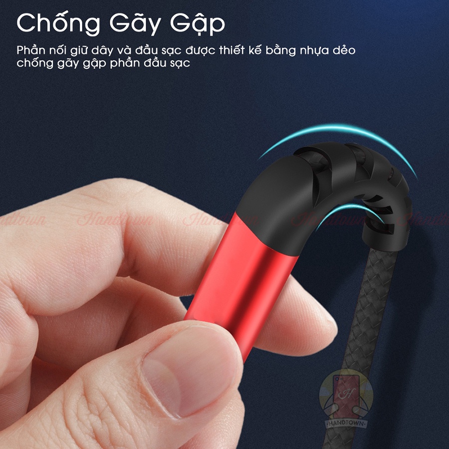 Dây Cáp Sạc Nhanh Bện Nylon Bọc Dù Cho ip/tablet táo Độ Dài 1m Hạn Chế Đứt Gập Cao Cấp Handtown