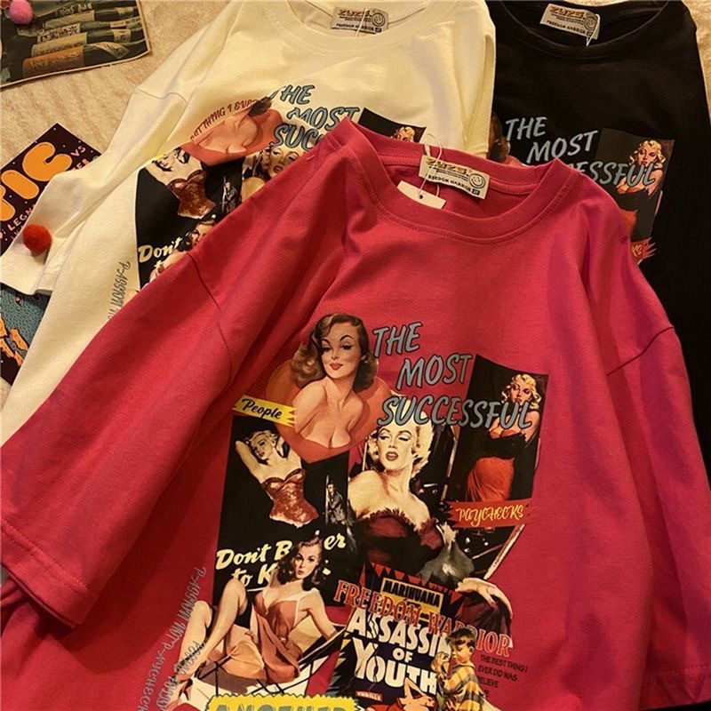 Áo Thun Ngắn Tay Form Rộng Phong Cách Năng Động Trẻ Trung Dành Cho Cả Nam Và Nữ