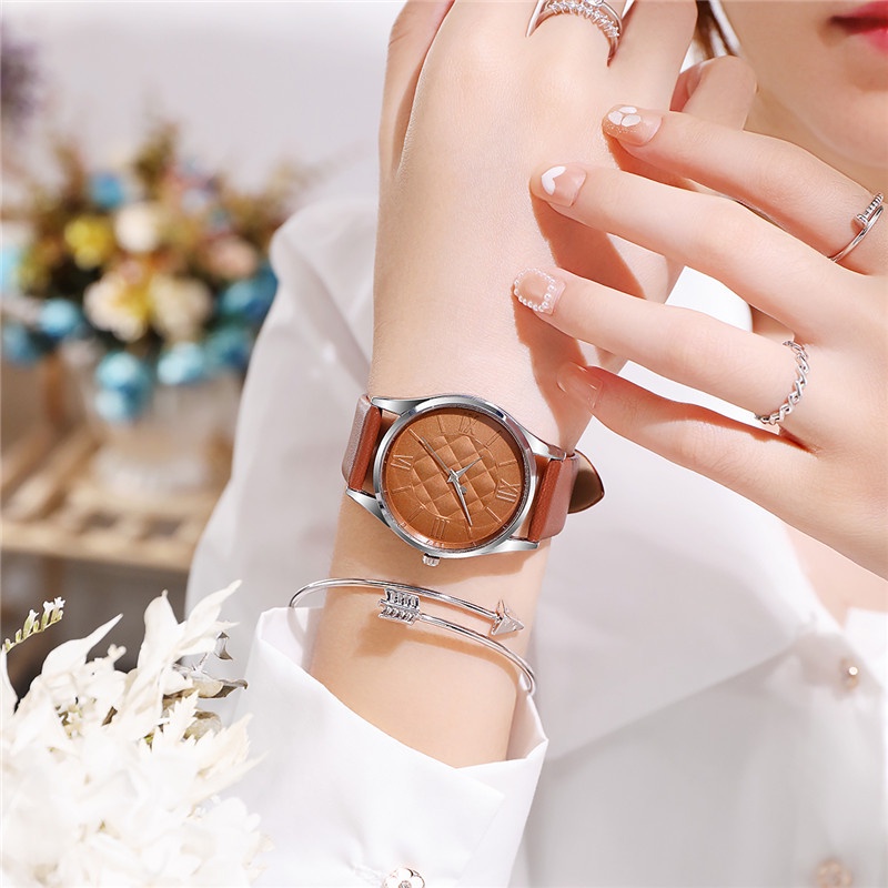 Đồng Hồ Quartz Dây Da Thời Trang Cho Nữ