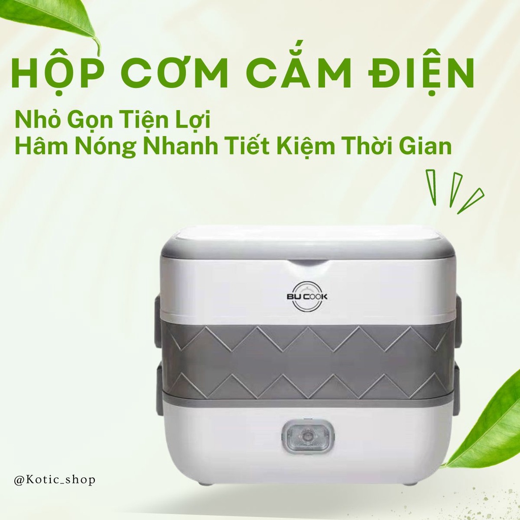 Hộp Cơm Cắm Điện Giữ Nhiệt 2 Tầng 4 Bát Inox Bucook Có Chức Năng Hâm Nóng Và Nấu Chín Thức Ăn Tiện Lợi Kotic_Shop