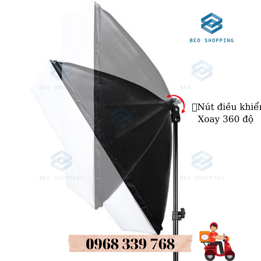 [❌Sale] Softbox 50x70cm Đèn Chụp Ảnh Sản Phẩm, Bộ Đèn Studio, quay phim, Livestream chuyên nghiệp, chân đèn cao 2m kèm