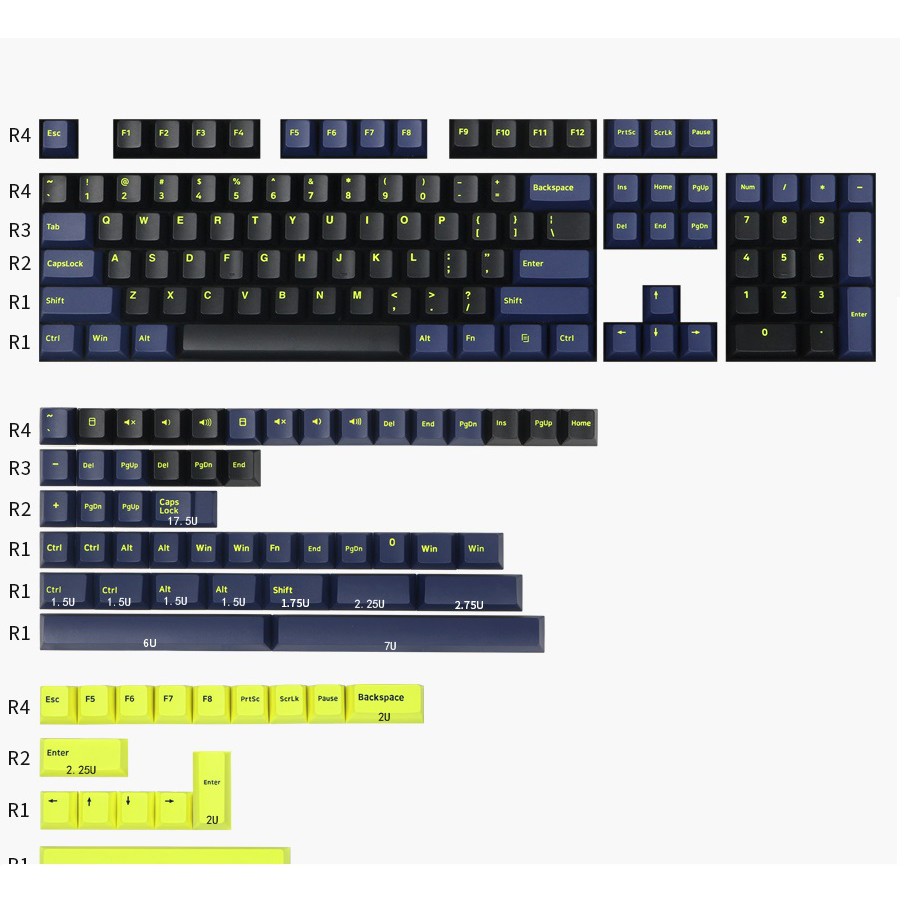 Set Keycap Cherry PBT Doubleshot Night Runner 166 Keys