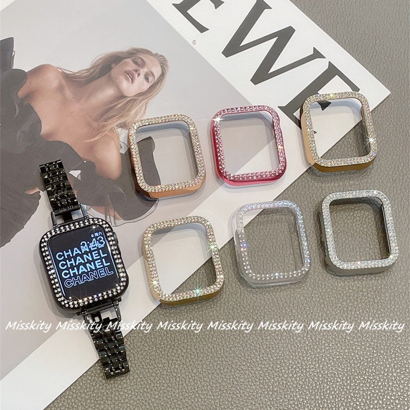 Ốp Bảo Vệ Bằng Pc Cứng Đính Đá Dành Cho Apple Watch Series 7 6 SE 5 4 40mm 44mm 38mm 42mm