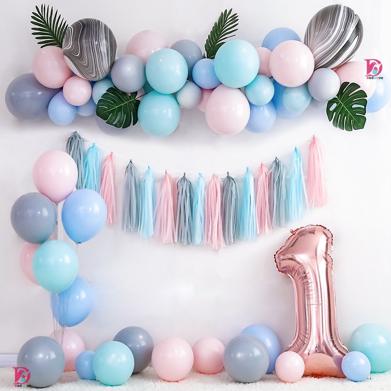 [Mã LIFE20KALL giảm 10% đơn 50K] Combo NHIỀU MẪU trang trí sinh nhật với BÓNG LỒNG KÉP tông pastel lì