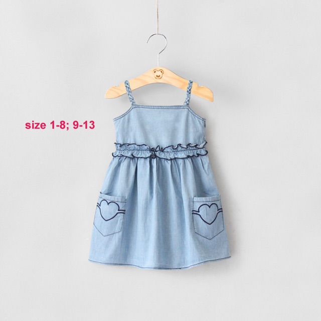 Đầm jean thêu túi tim-220k