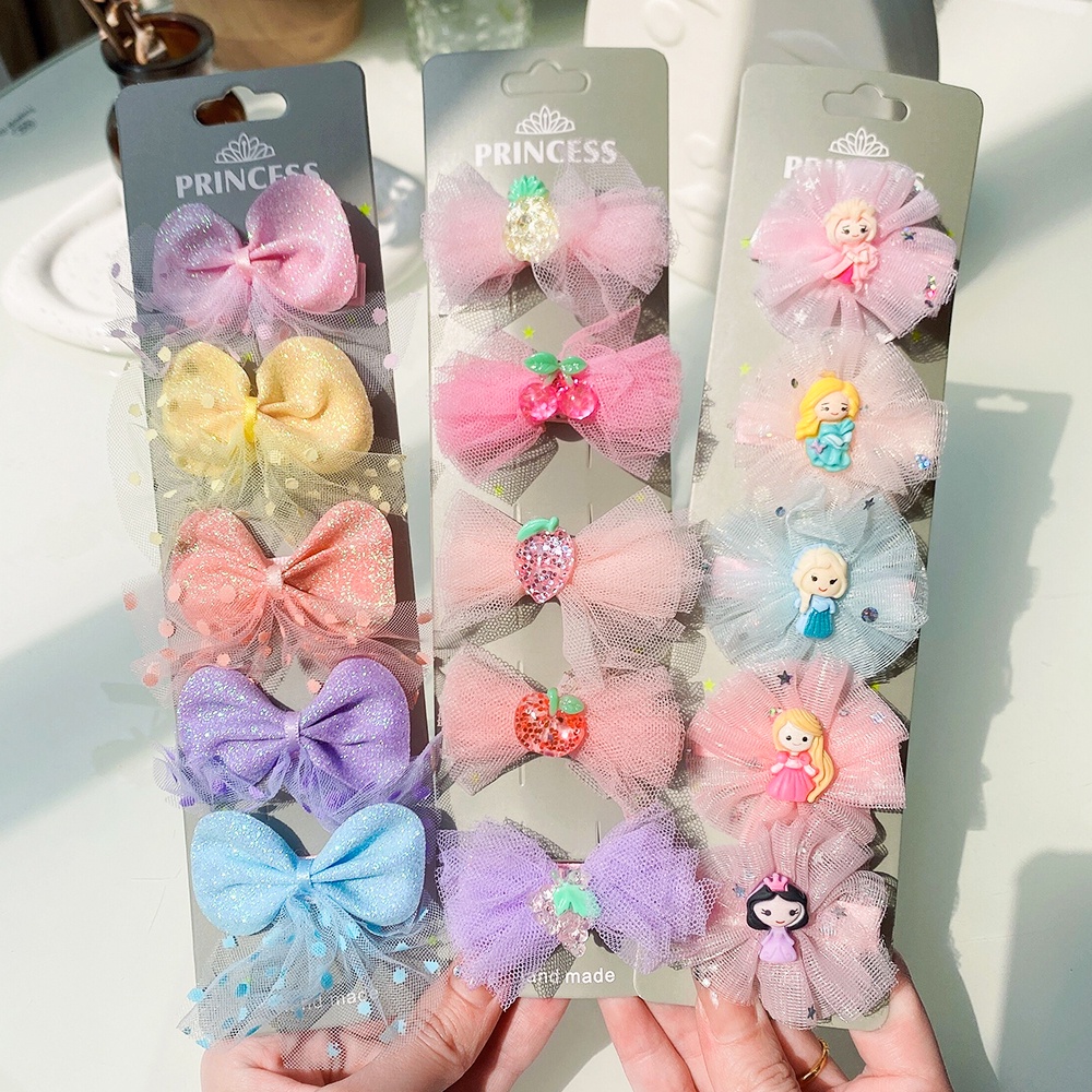 Set 5 kẹp tóc nơ KIDSBOWS nhiều màu sắc thời trang dễ thương cho bé gái