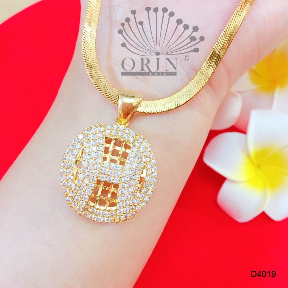 Dây chuyền nữ dạng mì dẹp mặt chữ H viền đá cao cấp Orin D4019