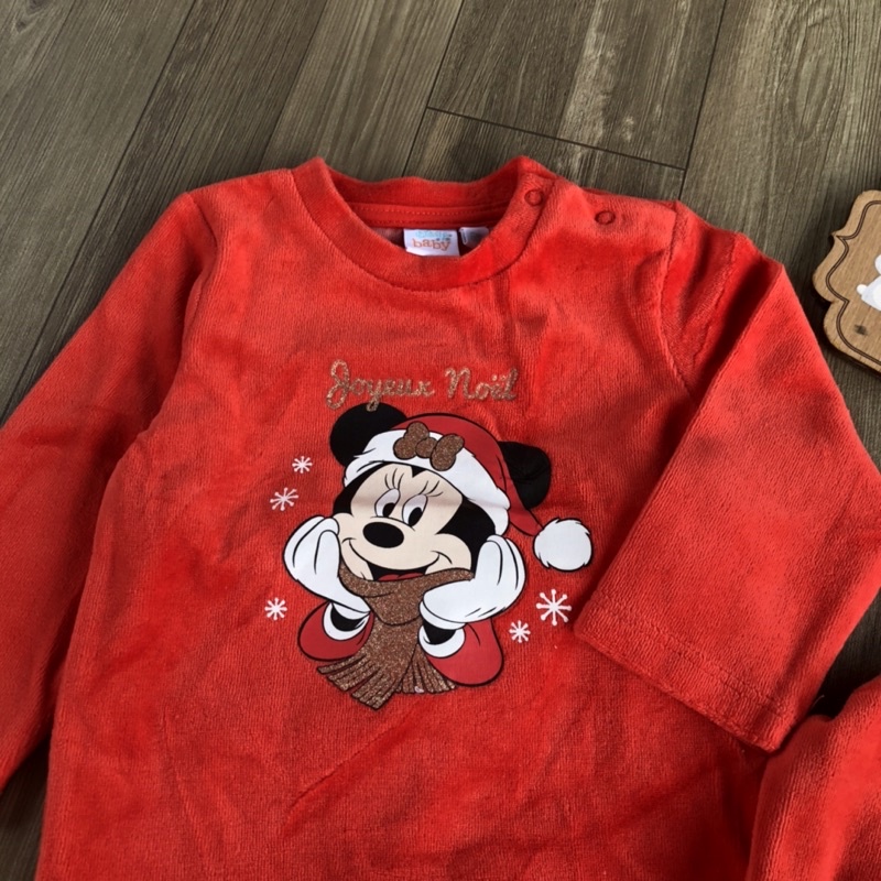 Bộ nỉ nhung bé trai bé gái Disney baby màu đỏ