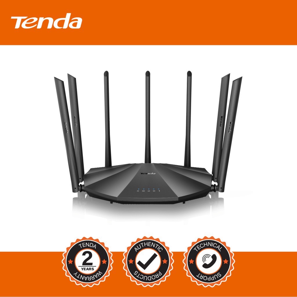 Phát Wifi Tenda AC23 Chính hãng (7 anten 6dBi, 2100Mpbs, 2 băng tần, Repeater, 3LAN 1Gbps). VI TÍNH QUỐC DUY