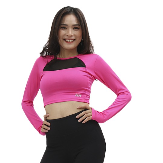 Áo tập gym yoga nữ croptop dài tay, chất vải nhập khẩu co giãn 4 chiều