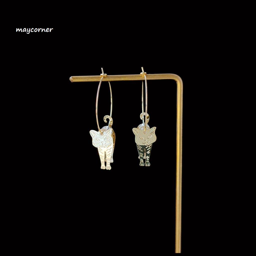 khuyên tai tròn cao cấp mạ 925 bản meo meo lạ mắt 56