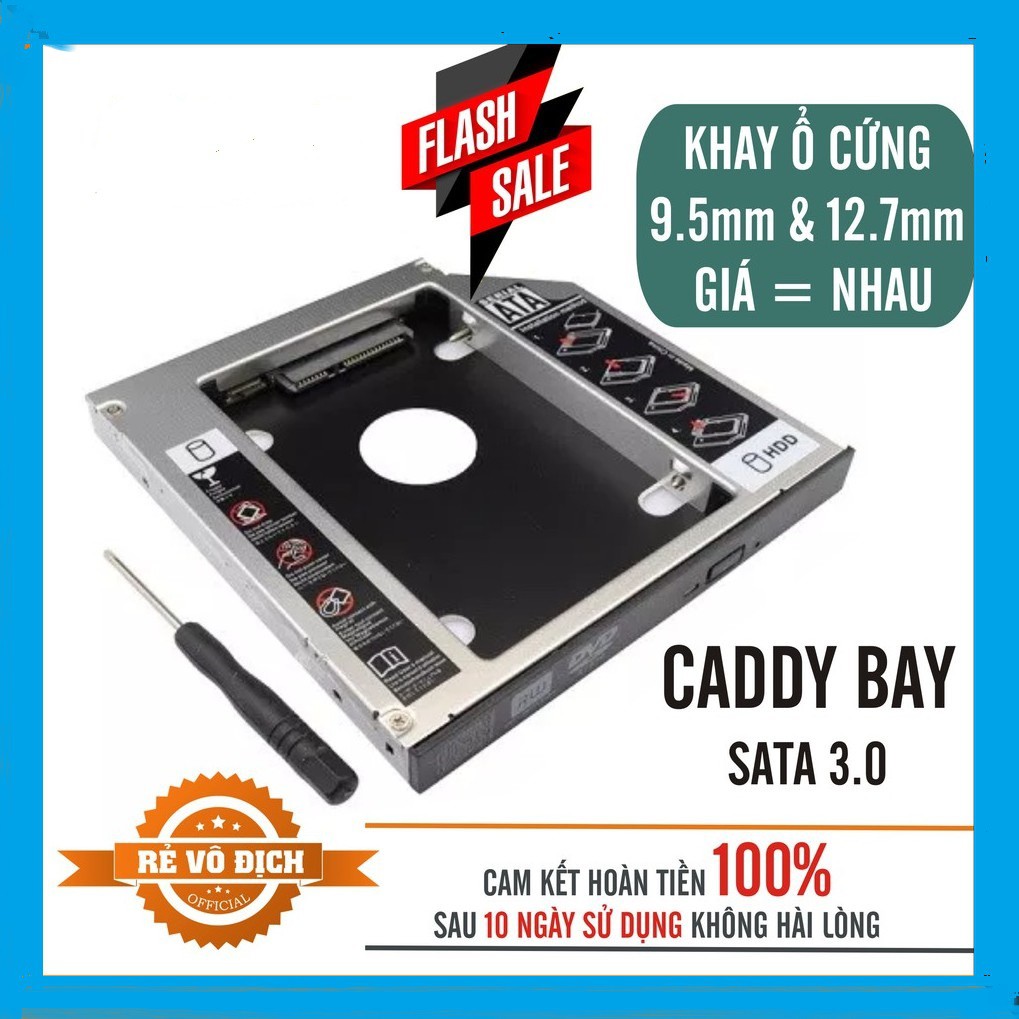 ⚡ Caddy Bay HDD SSD SATA 3 9.5mm/12.7mm - Khay ổ cứng thay thế ổ DVD Vỏ Nhôm