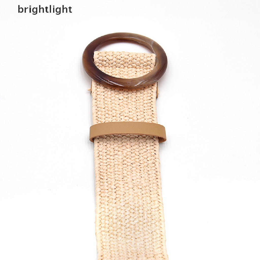 Thắt Lưng Đan Rơm Khóa Gỗ Tròn Kiểu Cổ Điển Thời Trang Mùa Hè