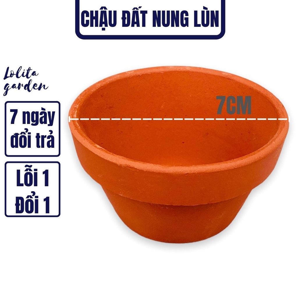 CHẬU ĐẤT NUNG LÙN NÂU ĐƯỜNG KÍNH 7CM SIÊU XINH SIÊU KHỎE LỖI 1 ĐỔI 1