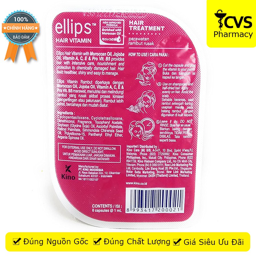 Ellips Hair Vitamin Hair Treatment Hộp 12 vỉ - Hỗ Trợ Kích Thích Nang Tóc Phát Triển &amp; Phục Hồi Tóc Hư Tổn - cvspharmacy