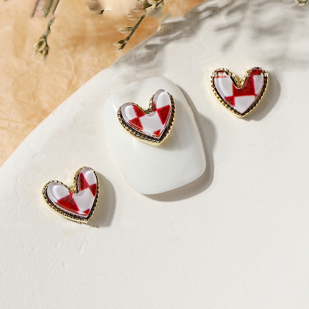 Bộ 5 Hạt Đá Hình Trái Tim Không Phai Màu Trang Trí Móng Tay