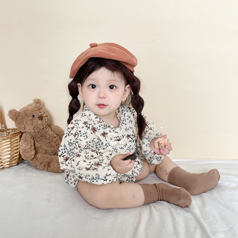 Bộ Áo Liền Quần Kiểu Sườn Xám Thời Trang Mùa Đông Xinh Xắn Cho Bé Gái Từ 0-24 Tháng Tuổi
