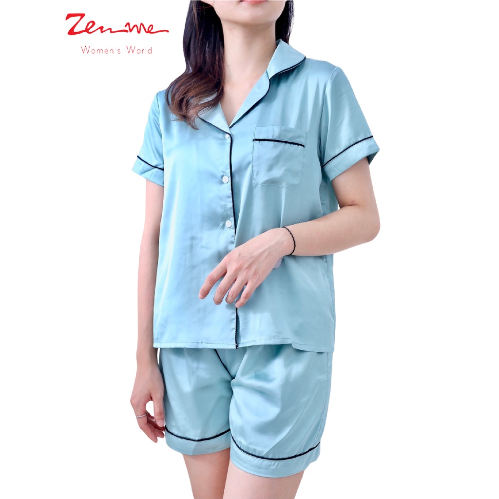[Mã LT50 giảm 50K đơn 150K] Đồ bộ mặc nhà nữ Zen Me pijama lụa cộc tay quần đùi chât lụa cao cấp | BigBuy360 - bigbuy360.vn