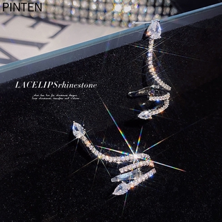 Niche Thiết Kế Cảm Giác Hình Rắn Micro-Ind Zircon Bông Tai Xương Tai Kẹp Tích Hợp Tai Kẹp Bông Tai Nữ