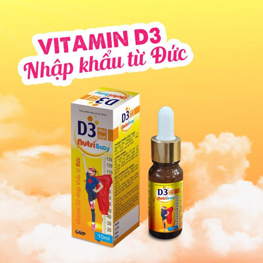 Canxi D3 NutriBaby-Canxi cho bé từ 0 tháng tuổi, giúp bổ sung vitamin D3 cho trẻ phát triển hệ xương, răng