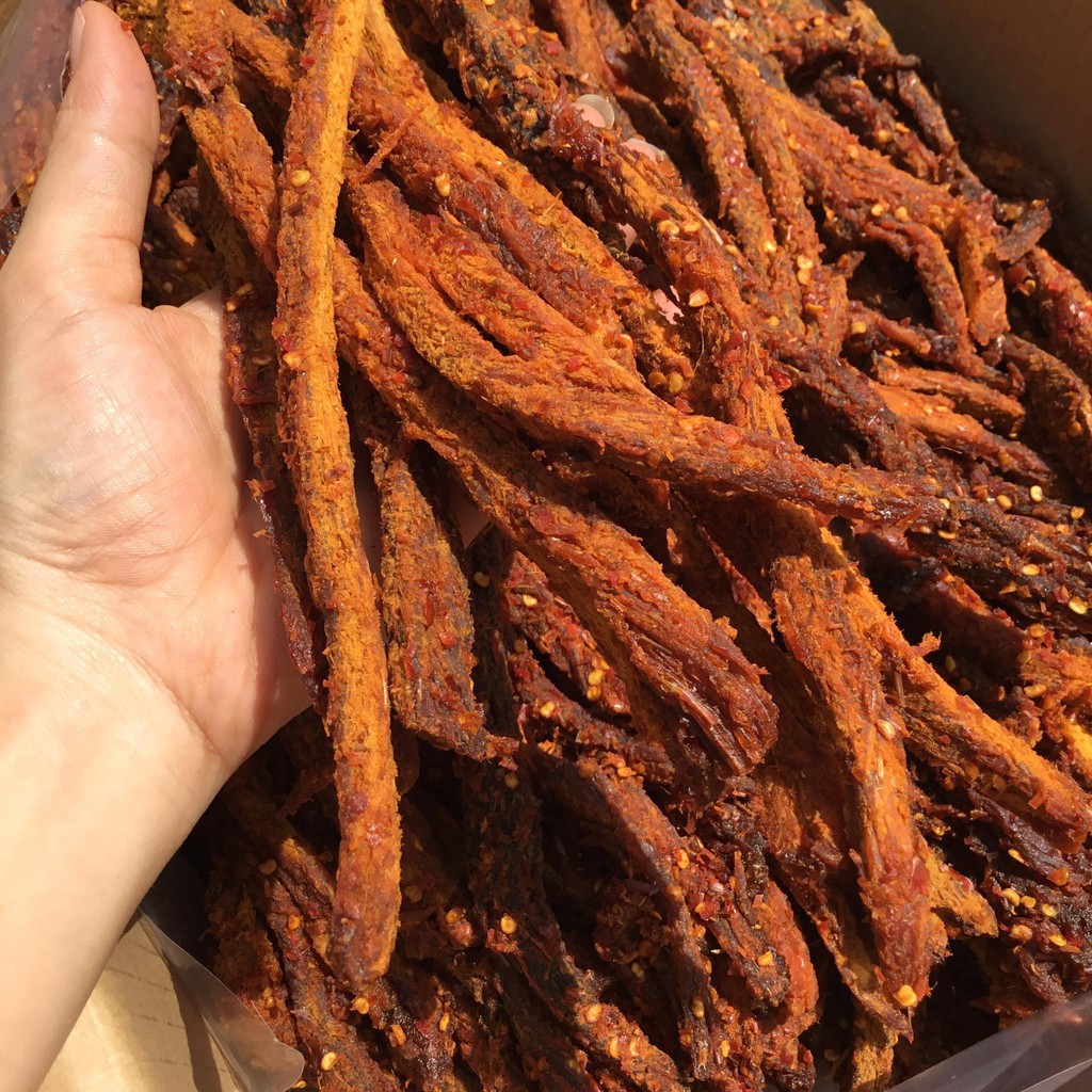 Khô bò que Hồng Ngự hảo hạng hũ 250g mềm ngon - bò khô ăn vặt VFarmie Sài Gòn