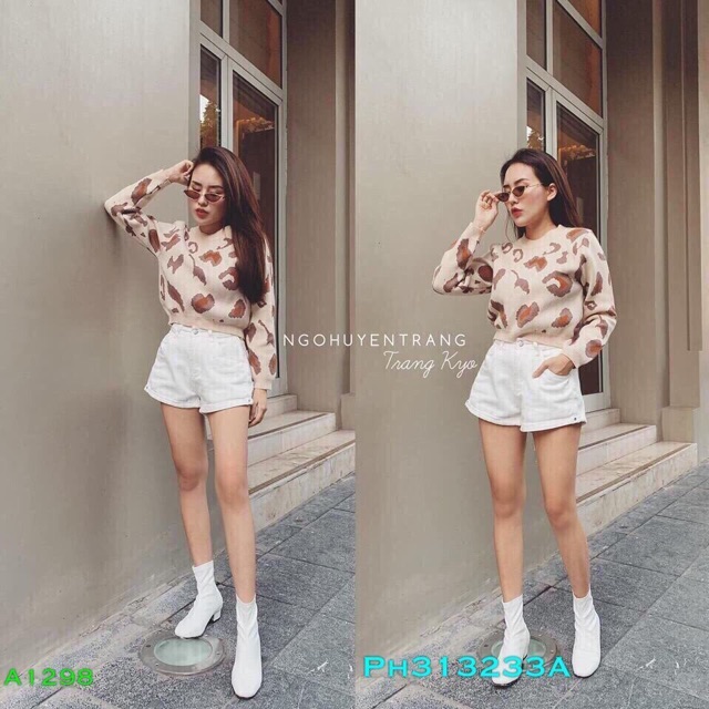 Áo len hồng loang