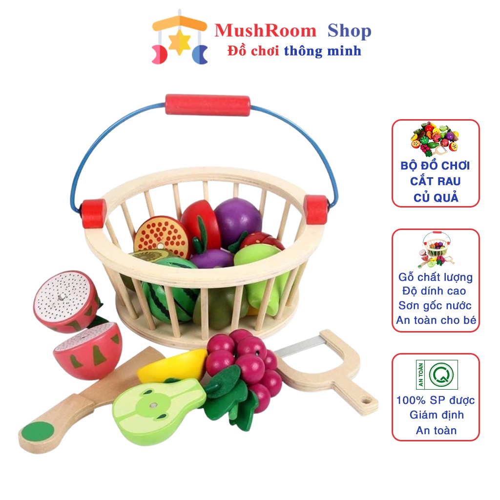 Đồ chơi cắt hoa quả gỗ MUSHROOM cho bé