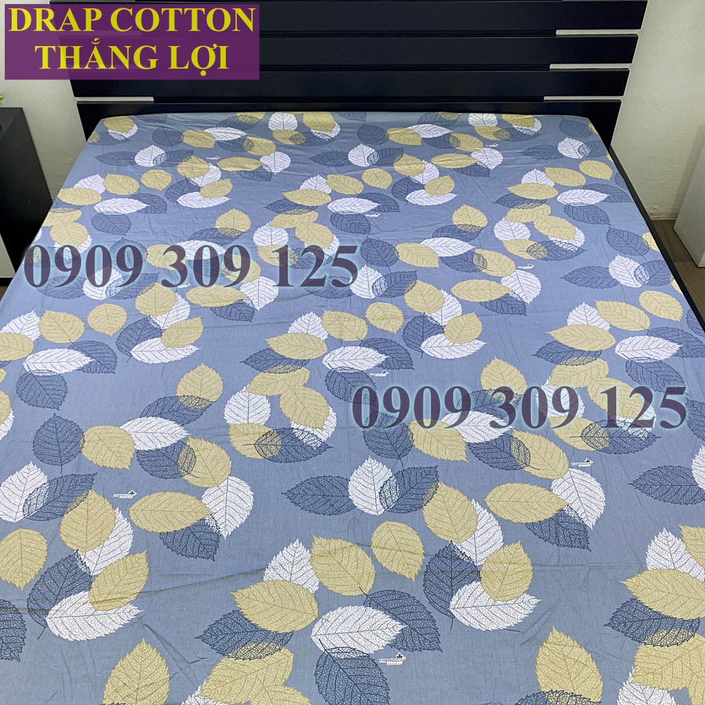 Drap Thắng Lợi, ga giường cao cấp cotton chuẩn logo mẫu Lá vàng