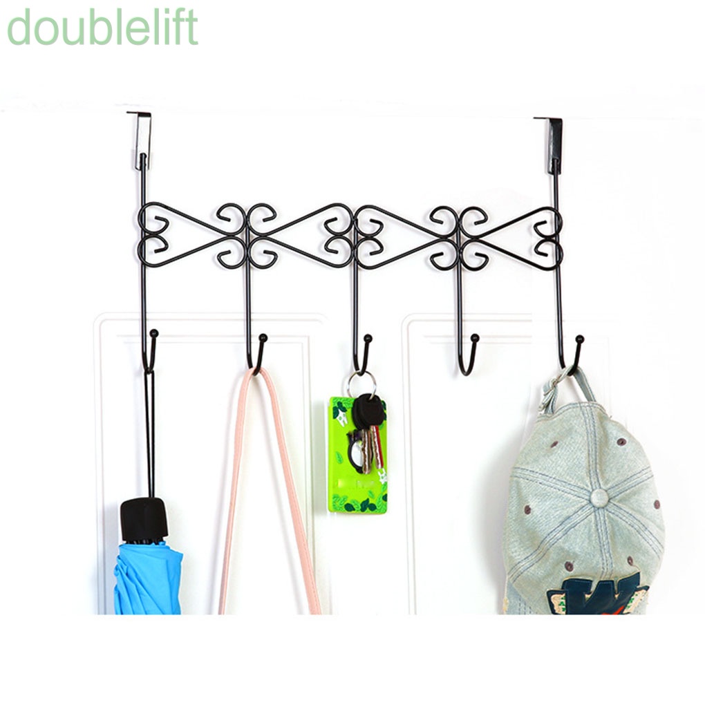 Giá đỡ treo mũ gắn cửa bằng kim loại kèm 5 móc trang trí nhà ở/văn phòng
