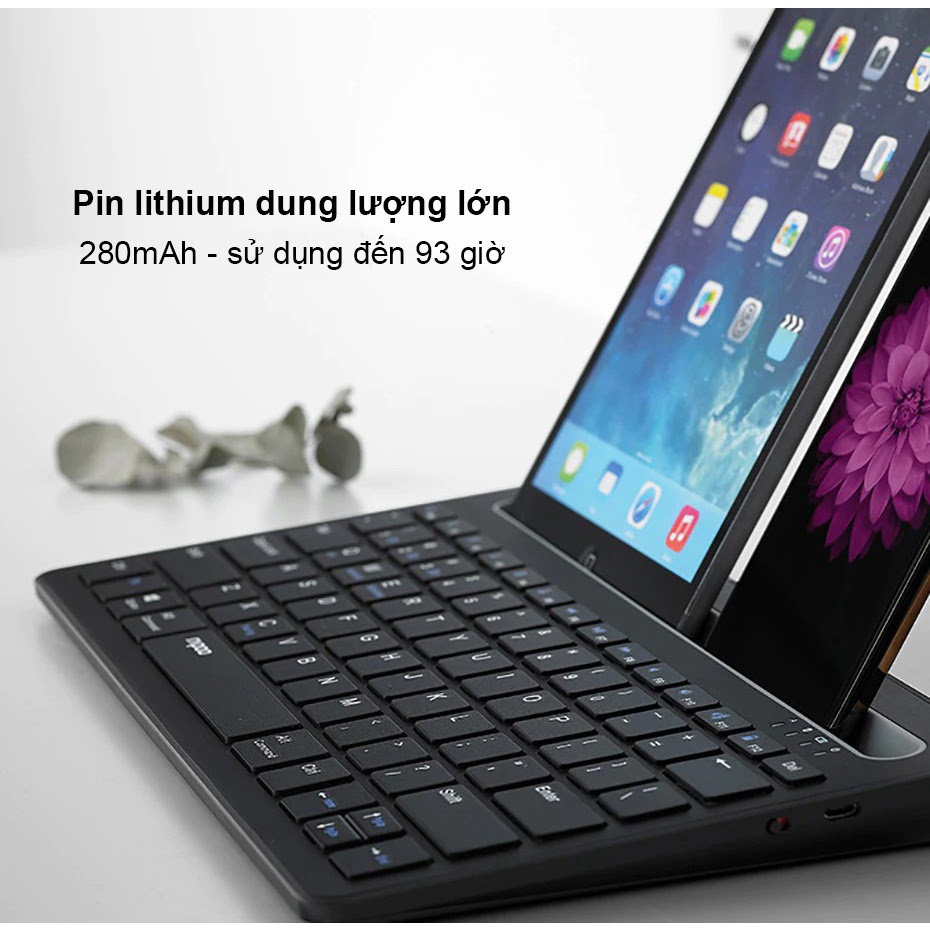 Bàn phím không dây Bluetooth kết nối đa thiết bị Rapoo XK100