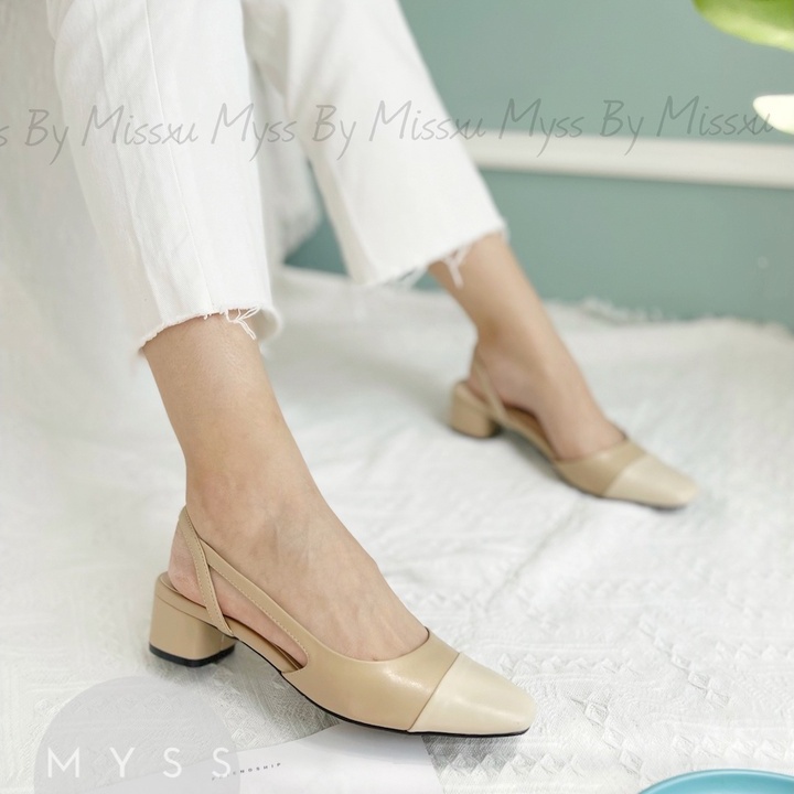 Giày nữ mũi tròn khoét eo cài dây sau 4 cm thời trang MYSS - CG243