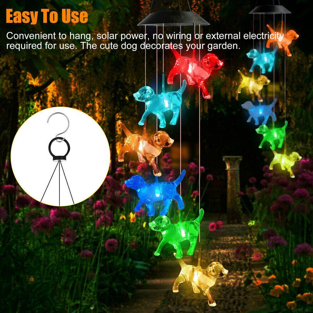 Chuông Gió Đèn LED Năng Lượng Mặt Trời Hình Chim Ruồi Chim Ruồi