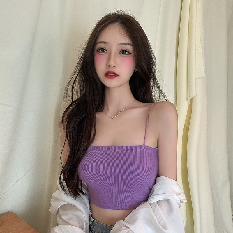 Áo hai dây IELGY dáng ngắn phong cách Pháp thời trang mùa hè cho nữ