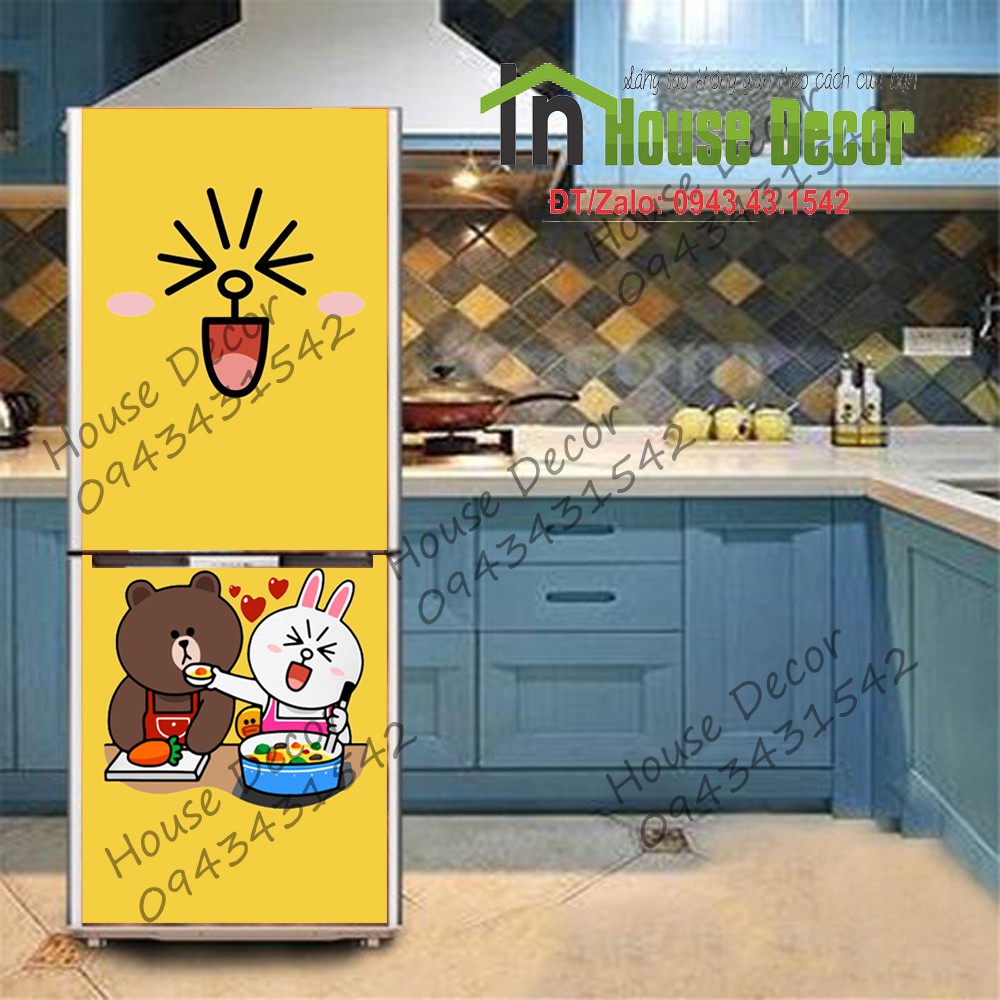 Decal Dán Tủ Lạnh Chống Thấm Nước - Phù Hợp Mọi Loại Tủ - Gấu Brown - Ms 102