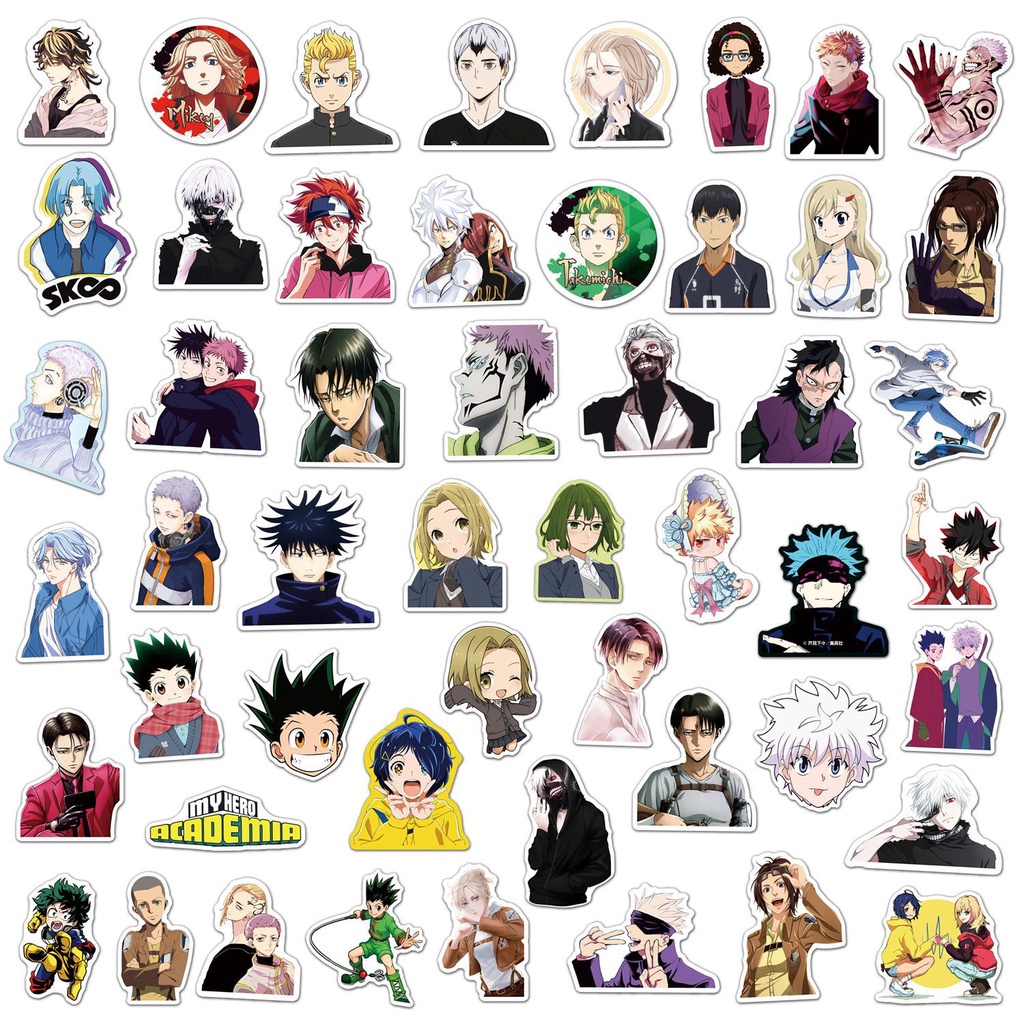 Set 50/25/10 Nhãn Dán Trang Trí Điện Thoại/Va Li/Laptop Họa Tiết Graffiti Anime