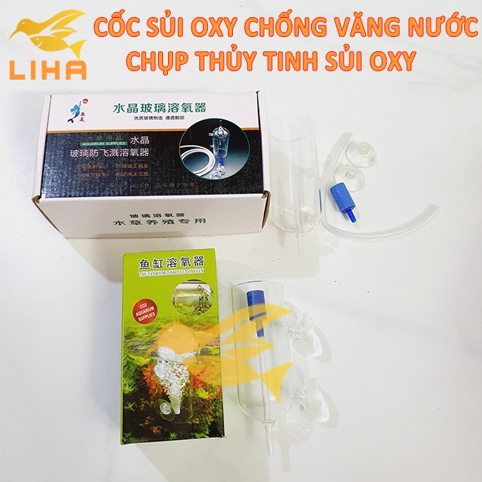 Cốc Sủi Oxy Thuỷ Tinh Chống Văng Nước - Sủi oxi Cho Bể Cá
