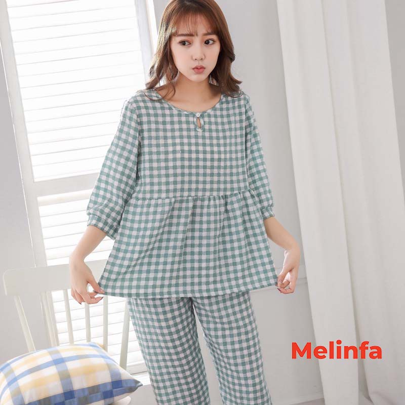 Bộ đồ ngủ nữ quần dài vải bông Cotton tự nhiên mềm mại thoáng mát, bộ Pyjamas mặc nhà mã VABD0197